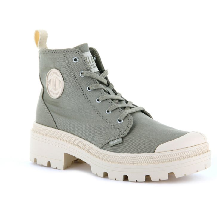 Bottes Palladium Pallabase Twill Femme Vert | FR TYW695Q